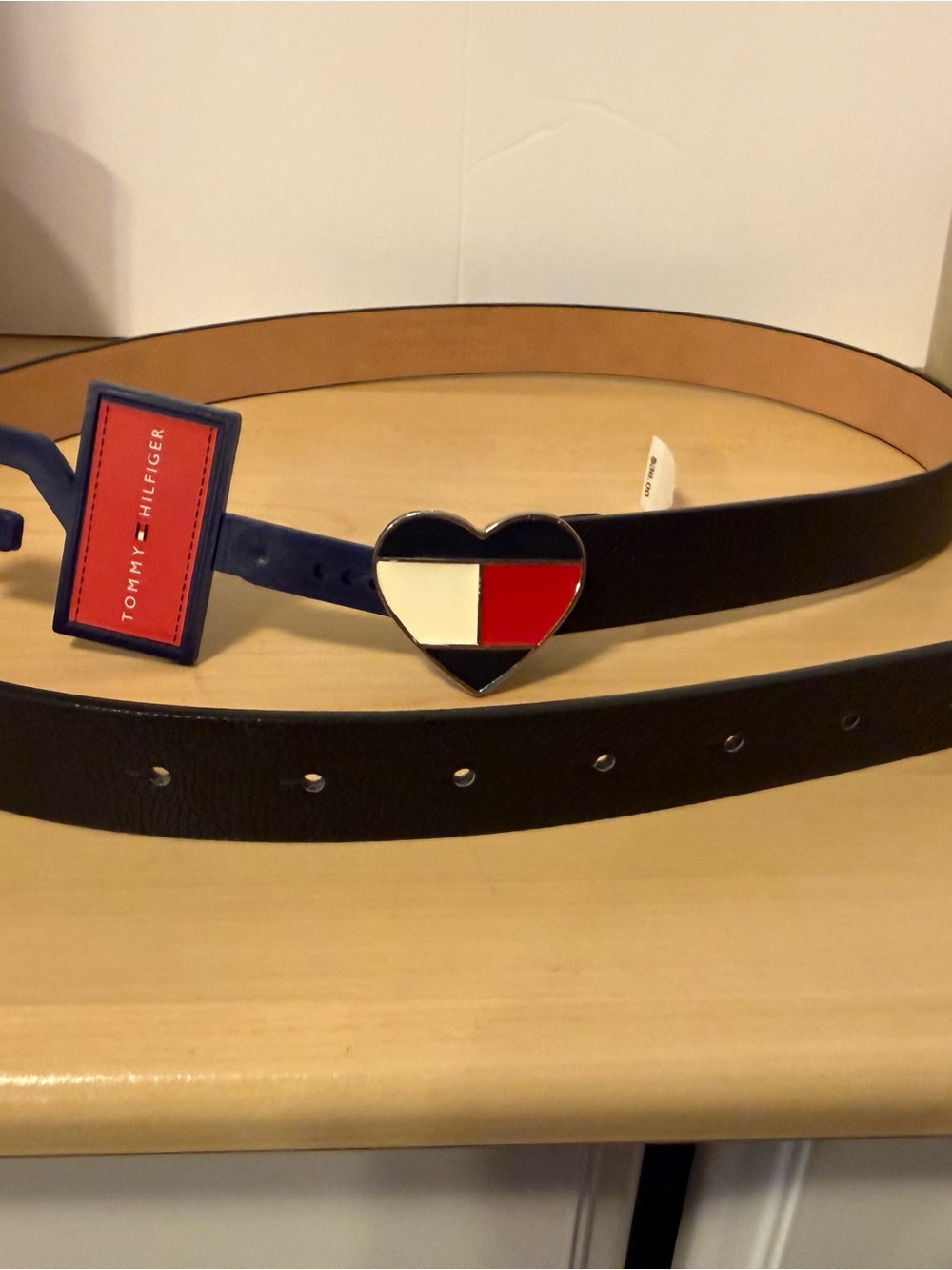 Tommy Hilfiger Navy Blue Belt with Heart Flag Buckle
